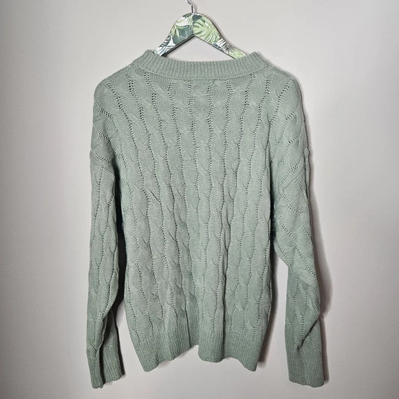 New! Easel Green Cable Knit Sweater S - Picture 8 of 10